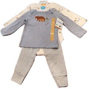 Carter's 3 Piece Bear Themed Long Sleeved Outfit 12 Months
